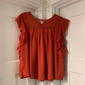 LOFT short sleeve ruffled blouse
